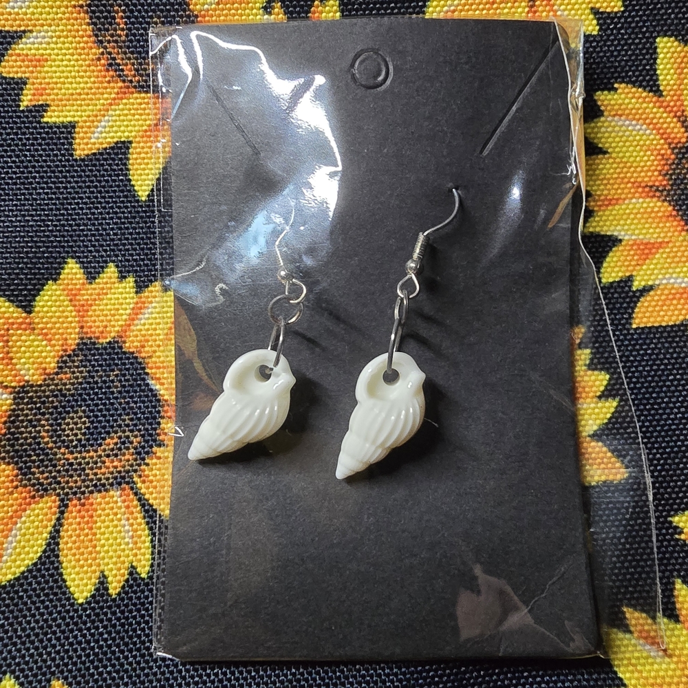 Elegant White Wing Earrings